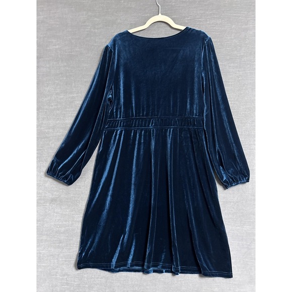 Lane Bryant Dress 18/20 Blue Velvet Long Sleeve Party Cocktail Holiday Boho - Picture 5 of 10